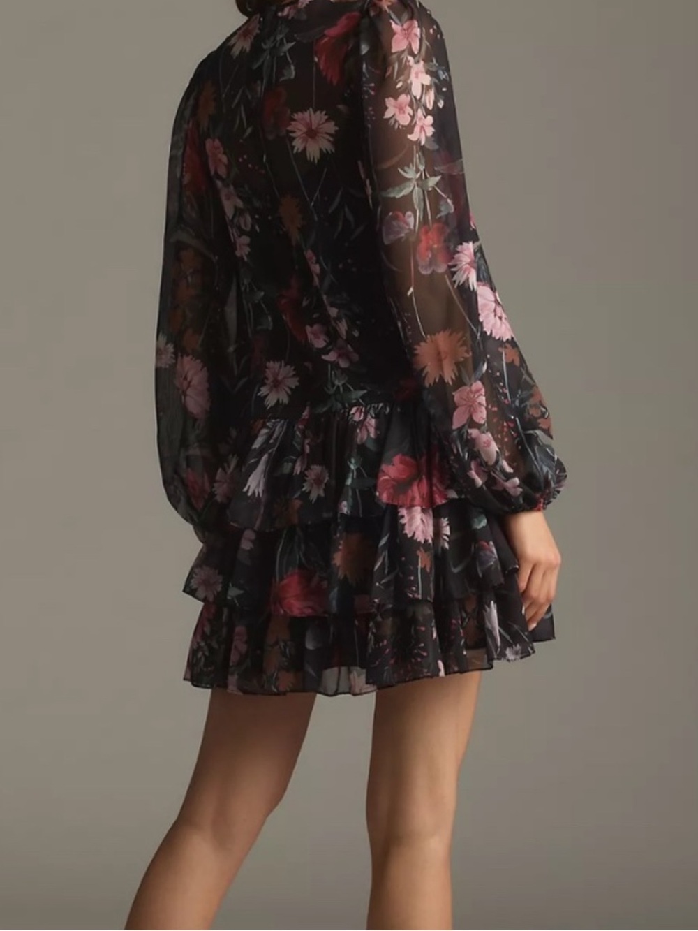 NWT Mac Duggal IEena Floral Ruffle Chiffon Dress Size 12 - Picture 3 of 11